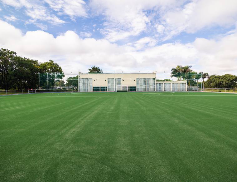 Completed astro-turf field with running track at Convent