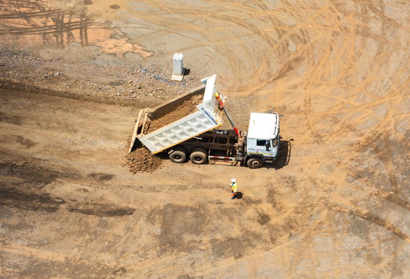 Tipper placing gravel