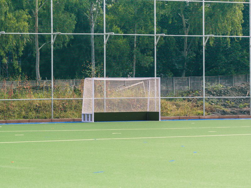 Hockey goal and fencing
