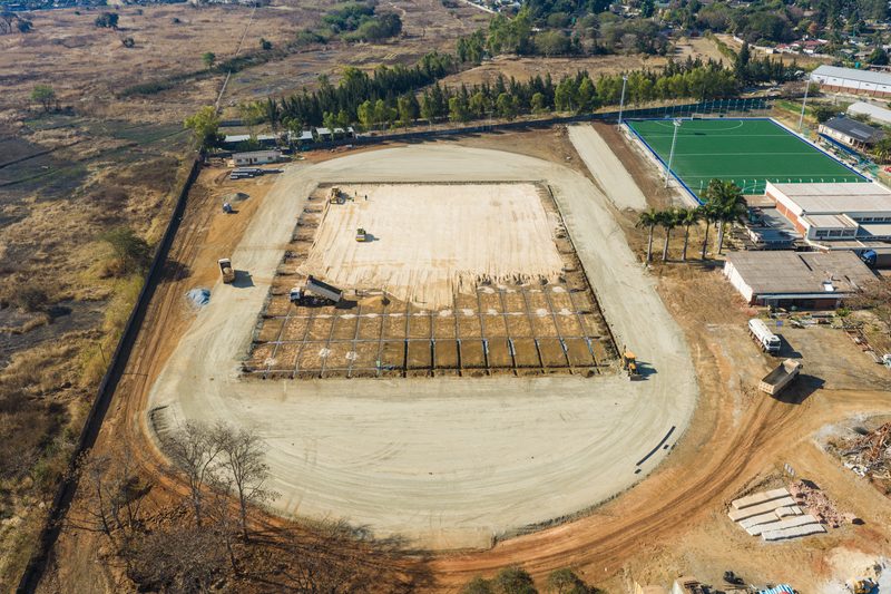 Track beside the completed astro, aerial